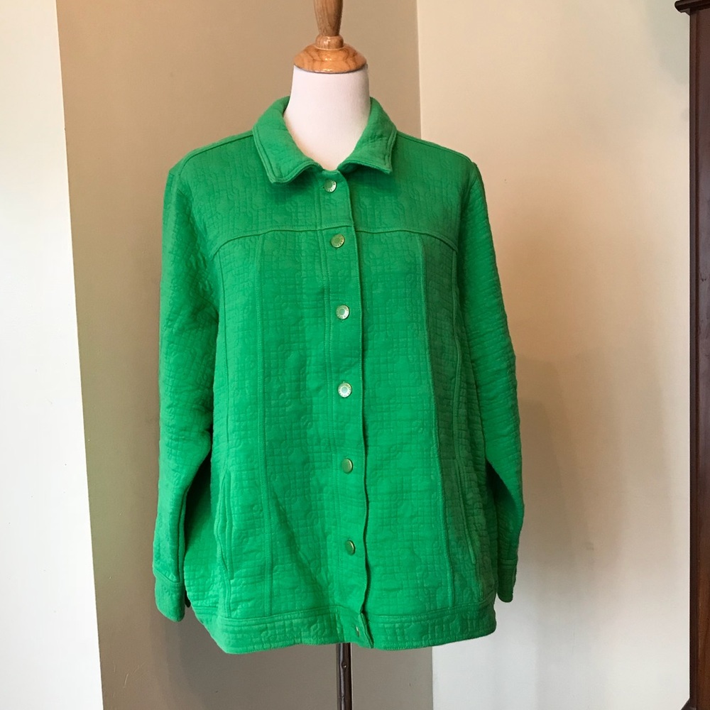 Isaac Mizrahi Live lime green quilted jacket